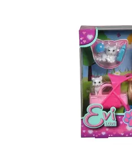 Hračky bábiky SIMBA - Bábika Evička s kočíkom pre mačičky