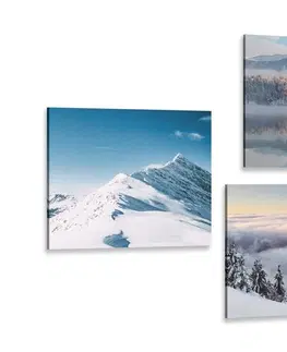 Zostavy obrazov Set obrazov zasnežené hory