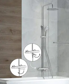 Sprchy a sprchové panely DEANTE - Jasmin chróm - Sprchový stĺp, s vaňovou batériou, termostatický - pohyblivý výtok NAC_01GT