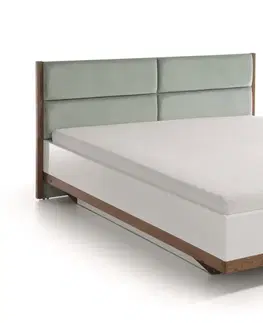 Postele TARANKO Como CM-4 160 manželská posteľ s osvetlením biely vysoký lesk / dub Como / svetlozelená