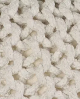 Taburety a podnožky Ručne pletený taburet Dekorhome Biela