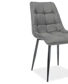 Jedálenské stoličky KIK VELVET MAT jedálenská stolička, šedý velvet 85 / čierrna