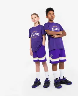 nohavice Detské basketbalové šortky SH 900 NBA Lakers fialové