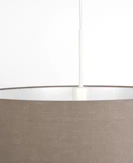 Zavesne lampy Vidiecka závesná lampa biela s hnedým tienidlom 50 cm - Combi 1