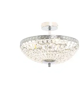Stropne svietidla Klasické stropné oceľové svietidlo s krištáľovým 3-svetlom - Mondrian