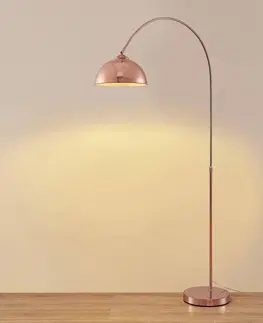 Stojacie lampy do obývačky Lindby Lindby Lennart oblúková stojacia lampa, medená