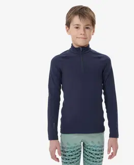 snowboard Detské lyžiarske spodné tričko BL500 1/2 zips modré