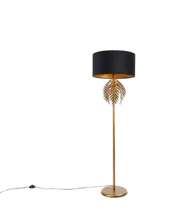 Stojace lampy Vintage stojaca lampa zlatá s čiernym zamatovým odtieňom 50 cm - Botanica