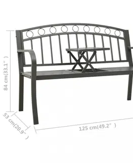 Záhradné lavice Záhradná lavica so stolíkom Dekorhome Sivá