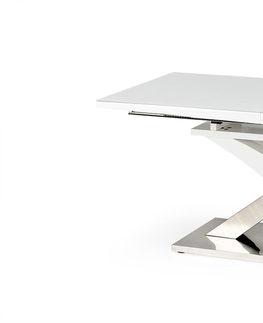 Jedálenské stoly HALMAR Sandor 2 rozkladací jedálenský stôl biely lesk / nerezová