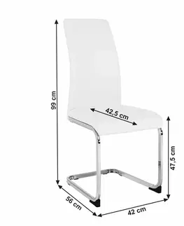 Stoličky Jedálenská stolička, biela/chróm, VATENA
