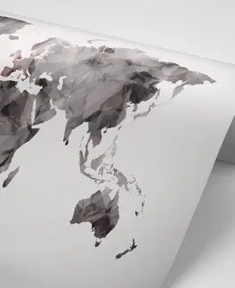 Tapety mapy Tapeta polygonálna mapa sveta v čiernobielom