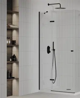 Vane MEXEN/S - Roma sprchovací kút 80x90, transparent, čierna + biela vanička so sifónom 854-080-090-70-00-4010B