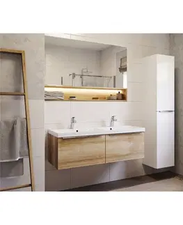 Kúpeľňový nábytok MEREO - Mailo, kúpeľňová skrinka s keramickým umývadlom 121 cm, biela, chróm madlo CN518