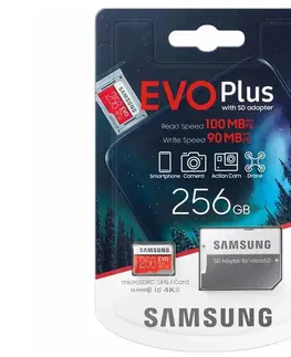 Predlžovacie káble Samsung Samsung MB-MC256HA - MicroSDXC 256GB EVO+ U3 100MB/s + SD adaptér 