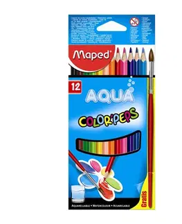 Hračky MAPED - Pastelky trojhranné - akvarelové COLOR`PEPS, 12 ks + štetec