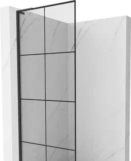 Sprchové dvere MEXEN/S - Kioto L Sprchová zástena WALK-IN 80 x 200, čierny vzor, čierna 800-080-103-70-77