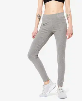 nohavice Dámske legíny na fitnes Slim Fit+ 500 sivé