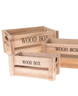 Úložné boxy Sada drevených debničiek Wood Box, 3 ks, prírodná
