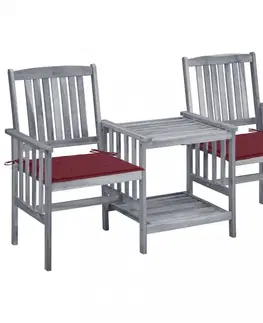 Zahradné stoličky Zaradné stoličky so stolíkom akácia / látka Dekorhome Biela / červená