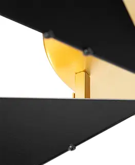 Stropne svietidla Dizajnové stropné svietidlo čierne so zlatým 5-svetlom - Sinem