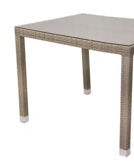Stolčeky DEOKORK Záhradný ratanový stôl NAPOLI 80x80 cm (sivo-béžová)