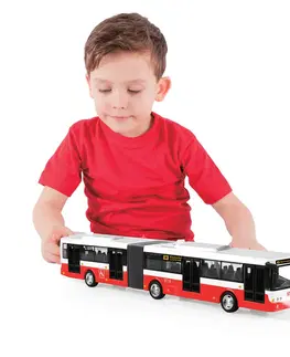 Drevené vláčiky Rappa Kĺbový autobus so zvukom červená, 36 cm 