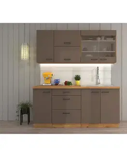 Modulový kuchynský nábytok Kuchynská linka Bolonia hľuzovka/artisan 180 cm s pracovnou doskou