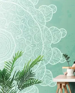 Samolepiace tapety Samolepiaca tapeta zelená arabeska na abstraktnom pozadí