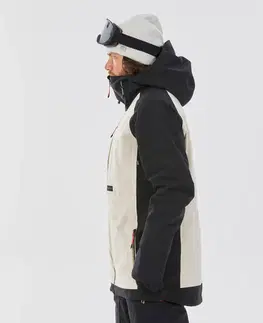 bundy a vesty Pánska snowboardová bunda SNB 900 mimoriadne odolná béžová