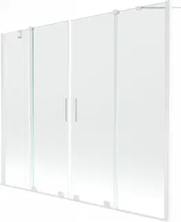 Sprchové dvere MEXEN/S - Velar Duo Dvojkrídlová posuvná vaňová zástena 180 x 150 cm, transparent, biela 896-180-000-02-20