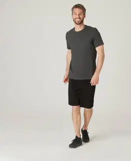 fitnes Pánske tričko 500 na cvičenie sivé