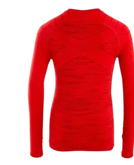 ragby Detské futbalové spodné tričko Keepdry 500 s dlhým rukávom červené