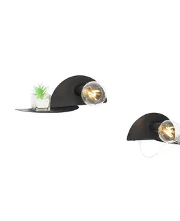 Nastenne lampy Sada 2 moderných nástenných svietidiel čiernej farby s USB - Valerie