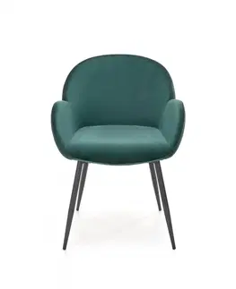 Stoličky Jedálenské kreslo K480 Halmar Tmavo zelená