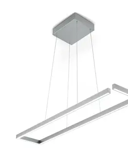 Závesné svietidlá Knapstein Závesná LED lampa Marisa-100, matný nikel, 100 x 20 cm