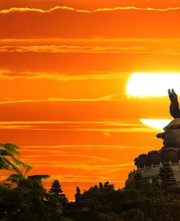 Tapety Feng Shui Tapeta socha Budhu pri západe slnka