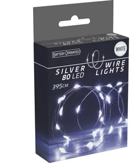 Vianočné dekorácie Svetelný drôt Silver lights 80 LED, studená biela, 395 cm