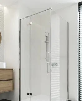 Sprchovacie kúty CERSANIT - JOTA rohový sprchovací kút - (80x80X195) priehľadné sklo - čierny, ĽAVÝ S160-007