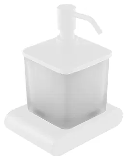 Držadlá k vani SAPHO - FLORI dávkovač mydla 300 ml, mliečne sklo, biely mat RF019/14