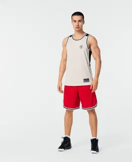 nohavice Basketbalové šortky SH500 obojstranné unisex červeno-béžové