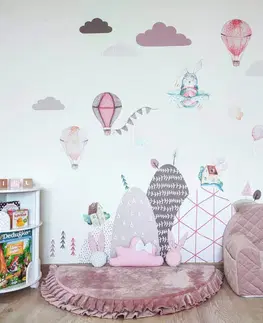 Nálepky na stenu Samolepiace Balóny v ružovom s menom dieťaťa