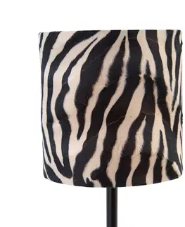 Stolove lampy Moderná stolná lampa čierna s tienidlom zebra 25 cm - Simplo