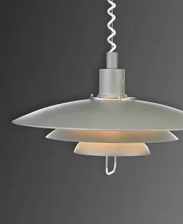 Závesné svietidlá Markslöjd Sivá závesná lampa Kirkenes s oceľovým lankom