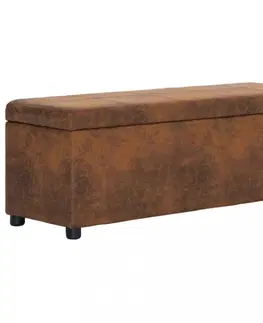 Lavice a stoličky Lavica s úložným priestorom umelá koža Dekorhome Hnedá