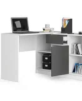 Písacie stoly Dizajnový písací stôl CASPER, biely / grafit