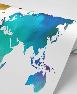 Samolepiace tapety Samolepiaca tapeta farebná mapa sveta v akvarelovom prevedení