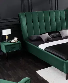Postele LuxD Dizajnová posteľ Violetta 160 x 200 cm tmavozelený zamat