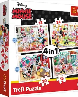 Hračky puzzle TREFL - Puzzle 4v1- Minnie s priateľmi / Disney Minnie