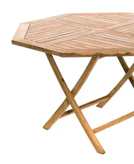Stolčeky DEOKORK Záhradný skládací stôl osemuholník HAGEN ⌀ 120 cm (teak)
